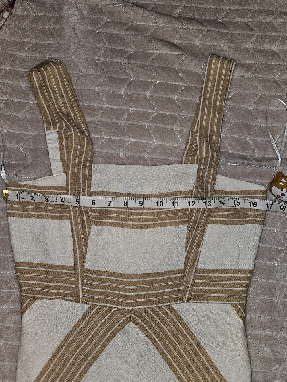Draper James Cream and Tan Chevron Maxi Dress with Wide Straps And Pockets Small - Picture 7 of 11